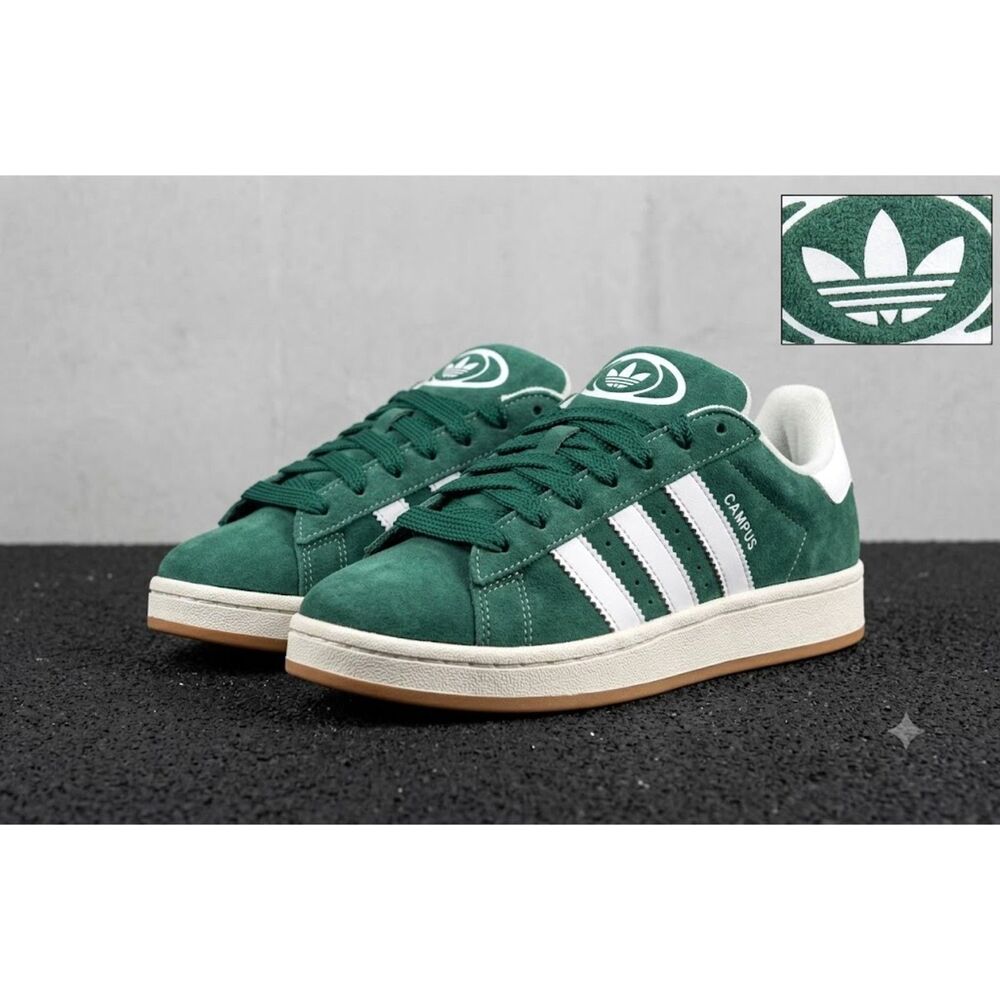 Adidas Originals Campus 00s Dark Green Cloud White Suede Sneakers Size 6.5Y/W 8